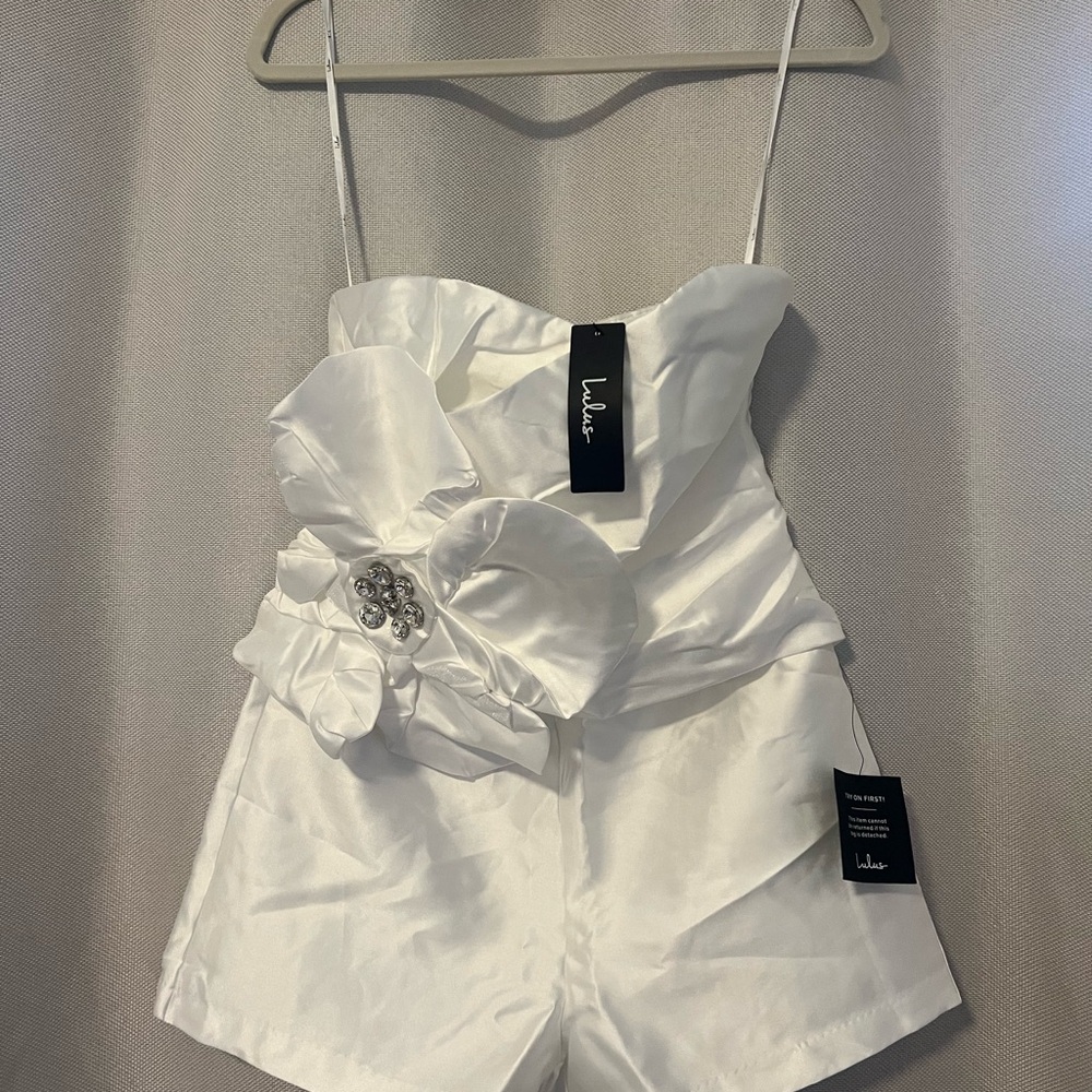 Lulu's White Floral Embellished Jumpsuit